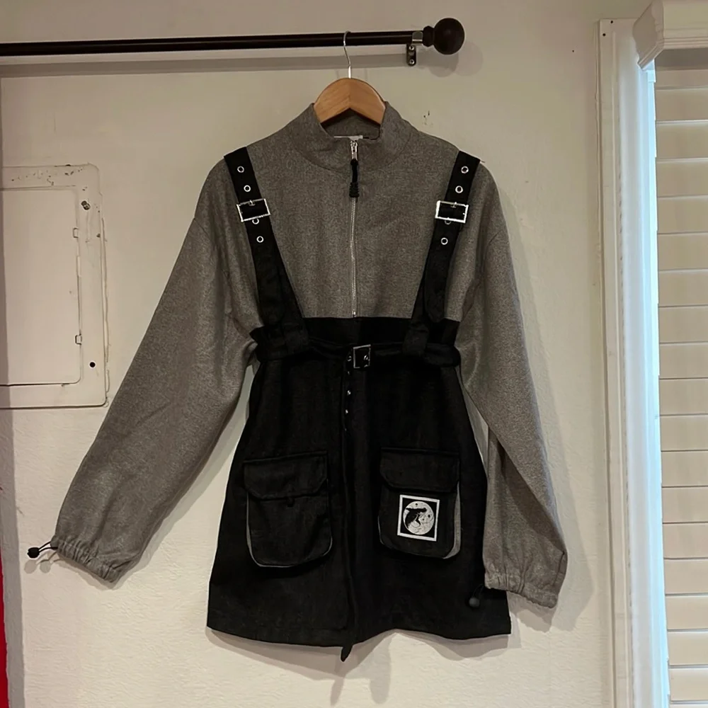 Modakawa Dresses | Modakawa Sweatshirt Dress with Suspender Belt. Grey/Black. Sz Medium | Color: Black/Gray | Size: 5j | Sarahjanegt's Closet
